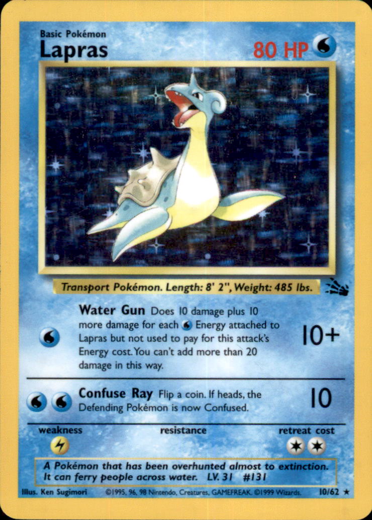 Lapras (10) Unlimited Holo Rare Fossil 10/62 NM