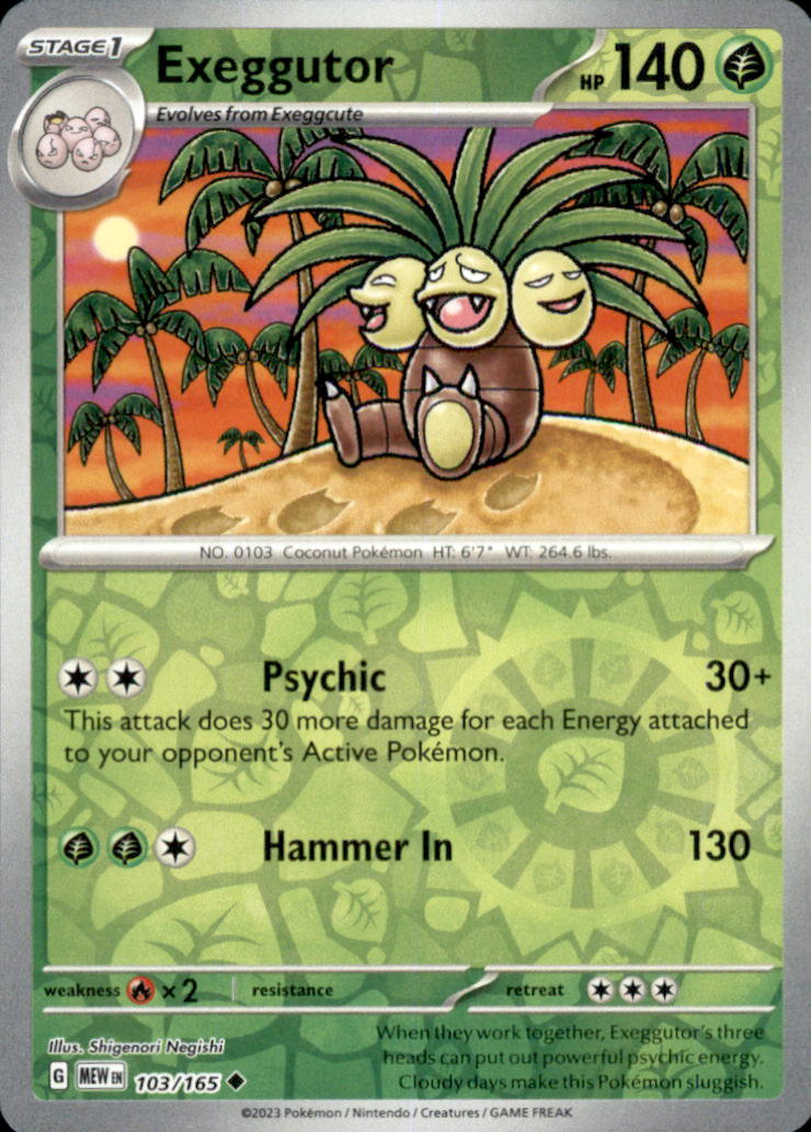 Exeggutor Reverse Holo Uncommon SV: Scarlet & Violet 151 103/165 NM