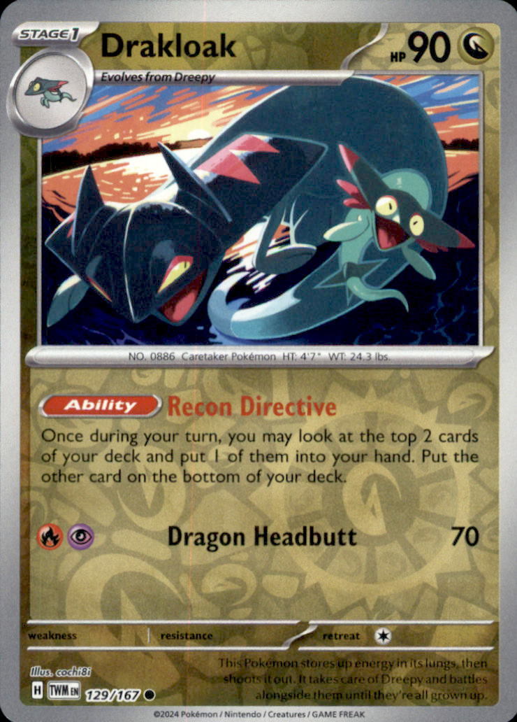 Drakloak Reverse Holo Common SV06: Twilight Masquerade 129/167 NM