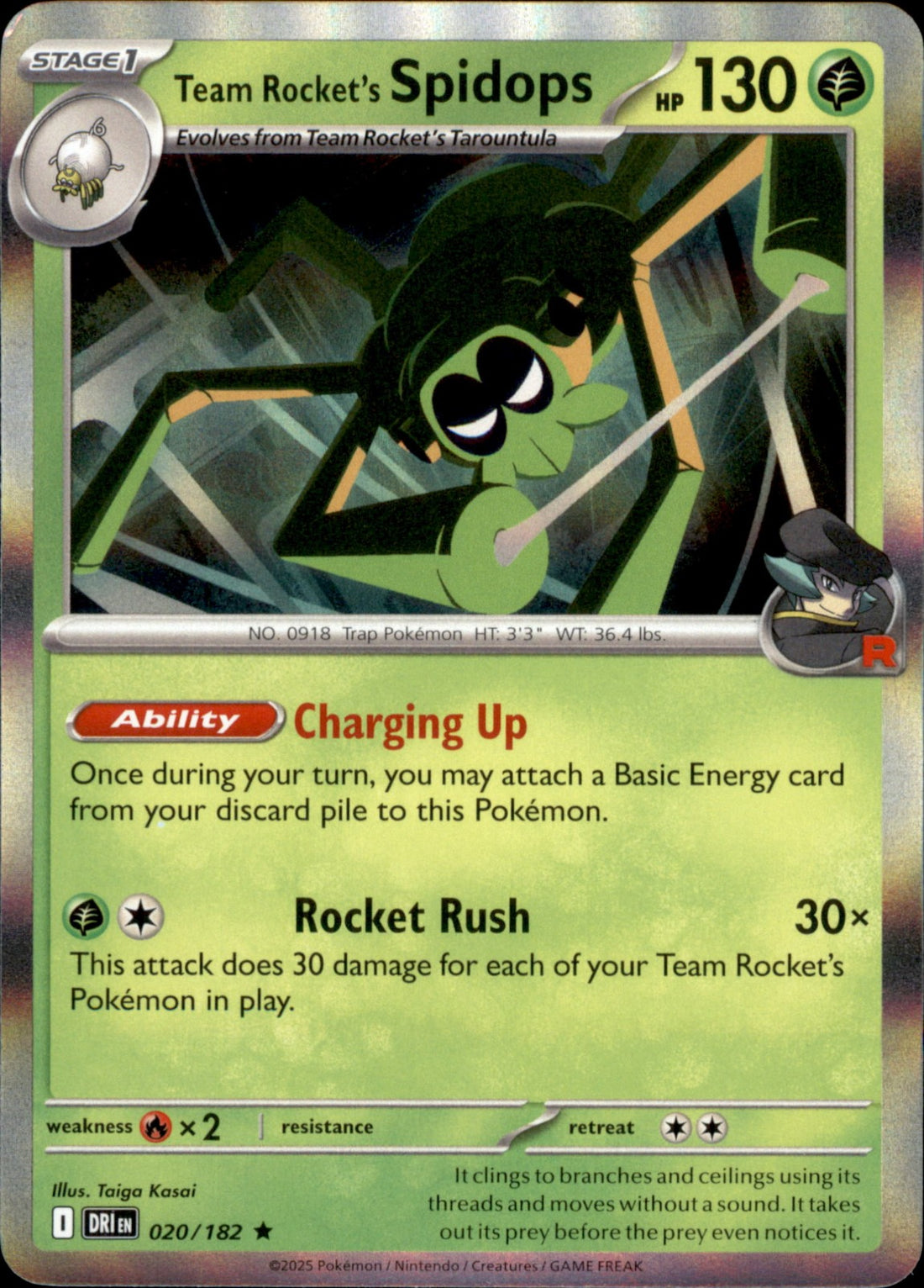 Team Rocket's Spidops Holo Rare SV10: Destined Rivals 020/182 NM