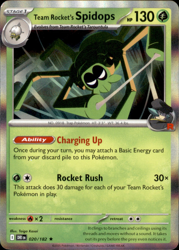 Team Rocket's Spidops Holo Rare SV10: Destined Rivals 020/182 NM