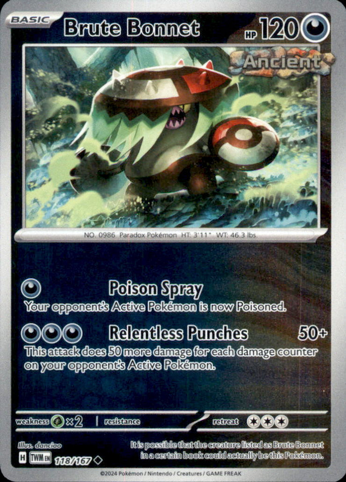 Brute Bonnet Reverse Holo Uncommon SV06: Twilight Masquerade 118/167 NM