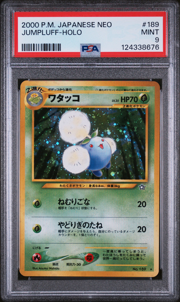 Jumpluff-Holo Pokemon Japanese Neo 189 NM PSA 9