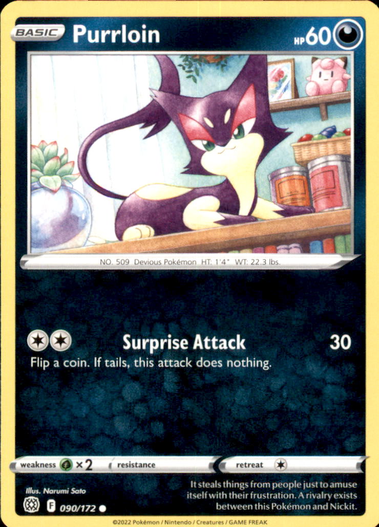 Purrloin Common SWSH09: Brilliant Stars 090/172 NM