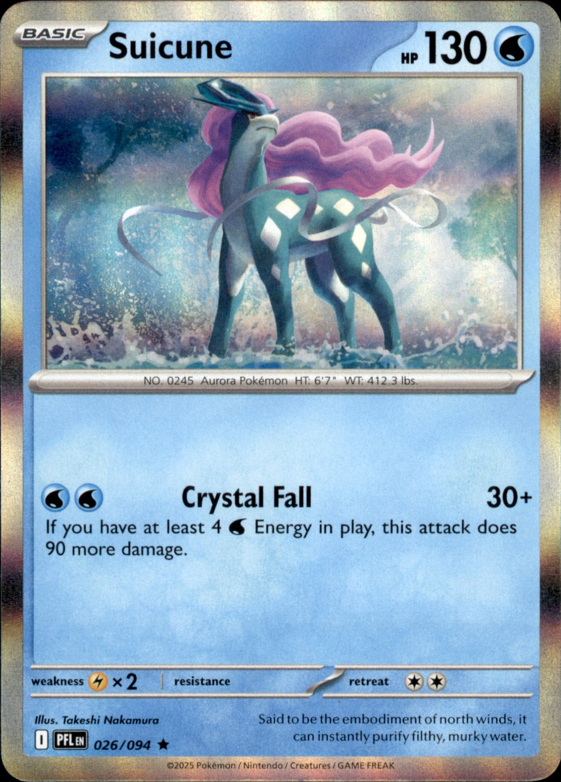 Suicune Holo Rare ME02: Phantasmal Flames 026/094 NM