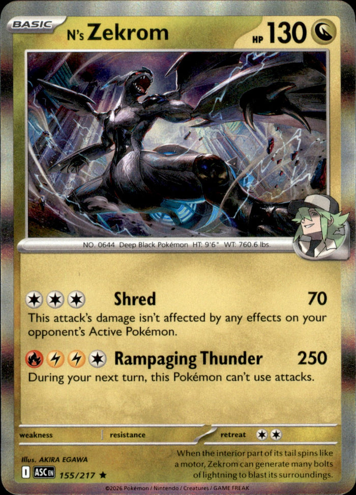N's Zekrom (Poke Ball) Reverse Holo Rare ME: Ascended Heroes 155/217 NM