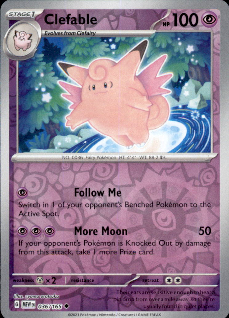 Clefable Reverse Holo Uncommon SV: Scarlet & Violet 151 036/165 NM