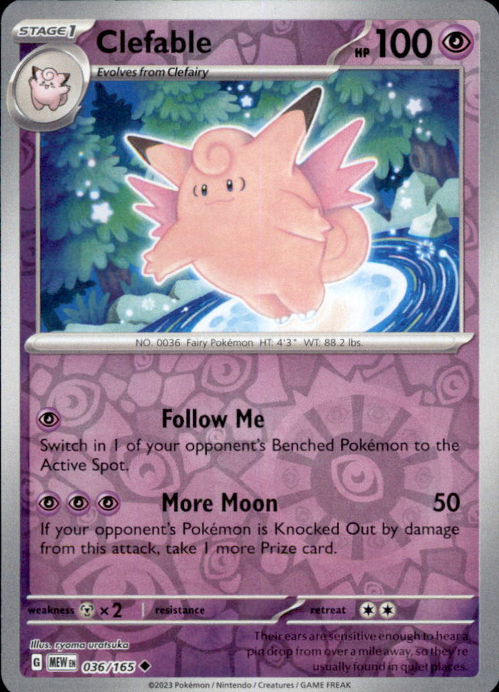 Clefable Reverse Holo Uncommon SV: Scarlet & Violet 151 036/165 NM
