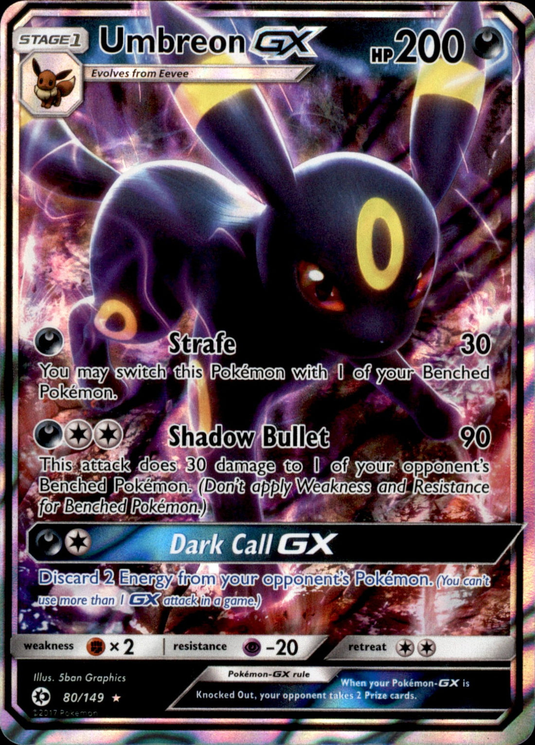 Umbreon GX Holo Ultra Rare SM Base Set 80/149 NM