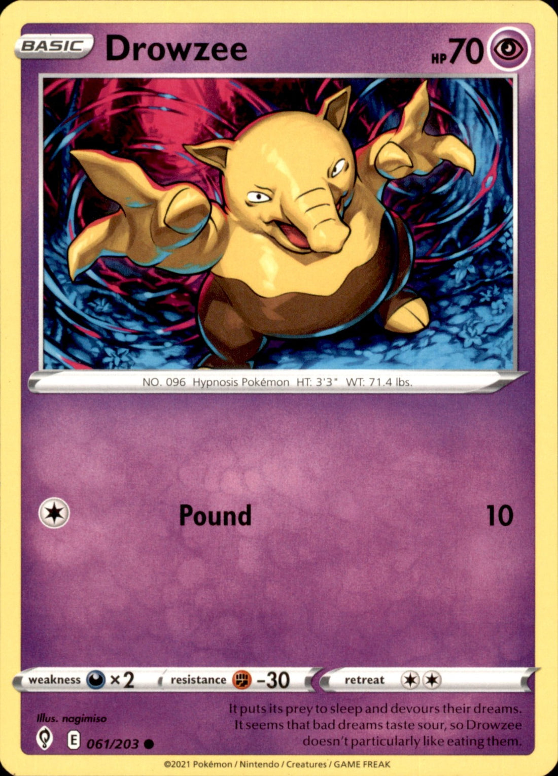Drowzee Common SWSH07: Evolving Skies 061/203 NM