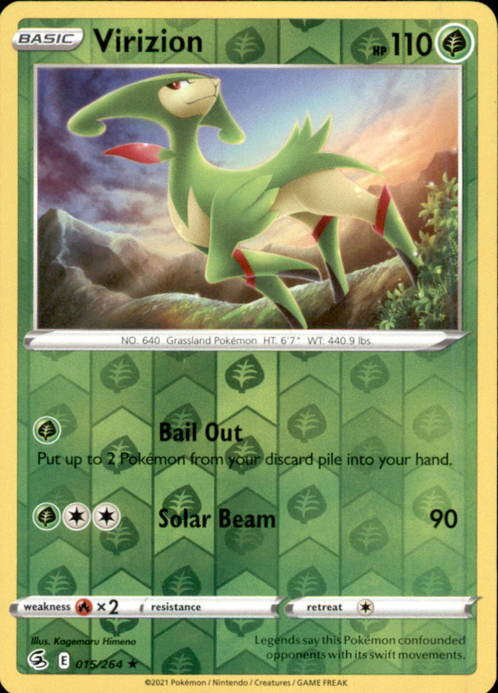 Virizion Reverse Holo Rare SWSH08: Fusion Strike 015/264 NM
