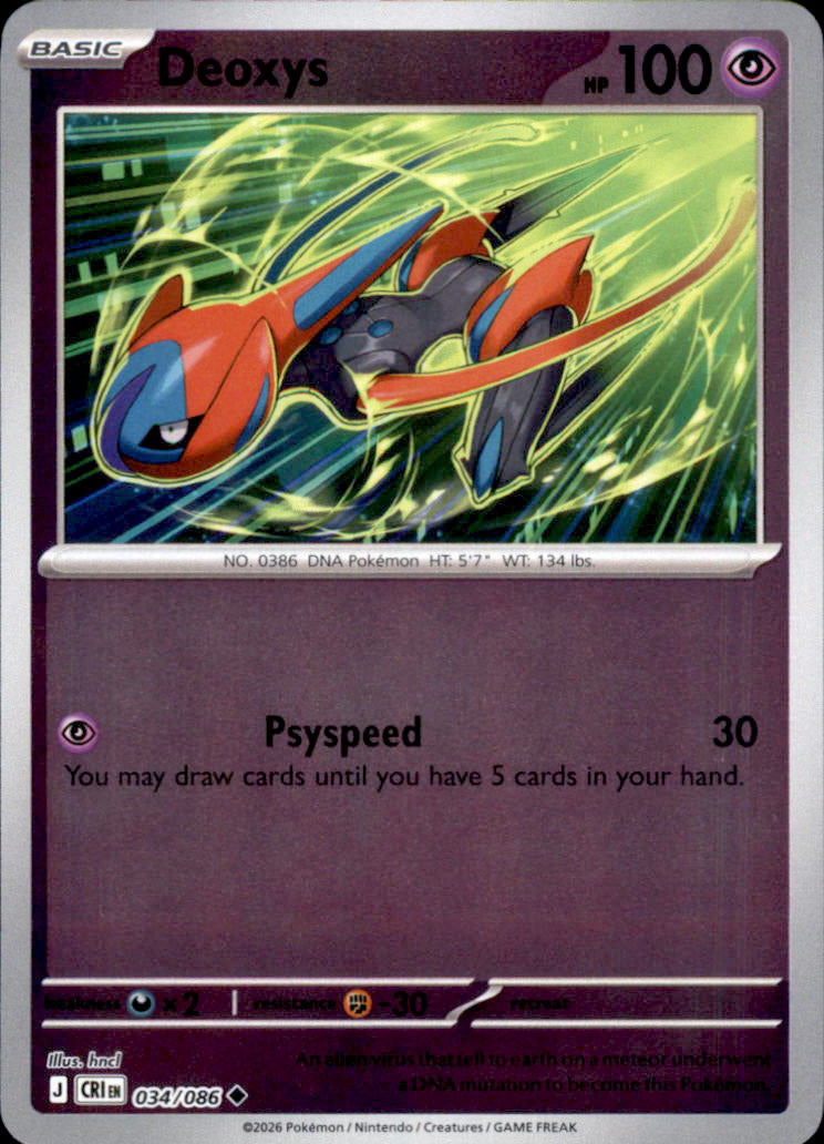 Deoxys Reverse Holo Uncommon ME04: Chaos Rising 034/086 NM