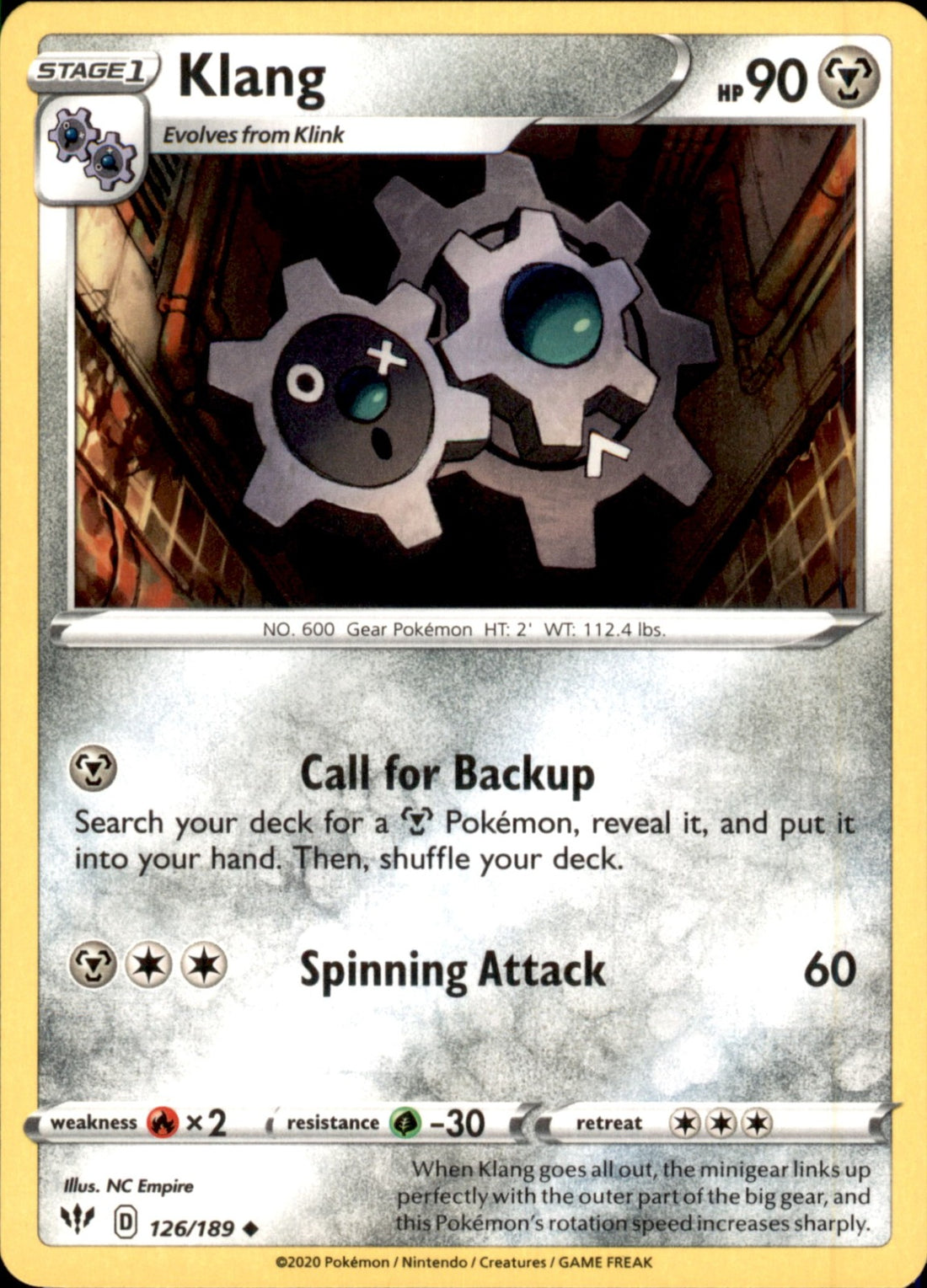 Klang Uncommon SWSH03: Darkness Ablaze 126/189 NM