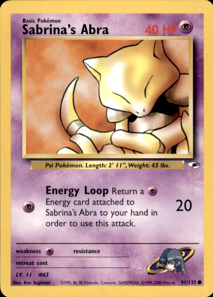 Sabrina's Abra Unlimited Common Gym Heroes 091/132 NM