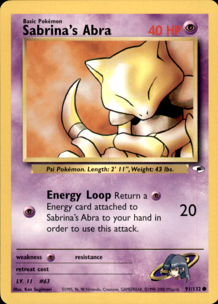 Sabrina's Abra Unlimited Common Gym Heroes 091/132 NM