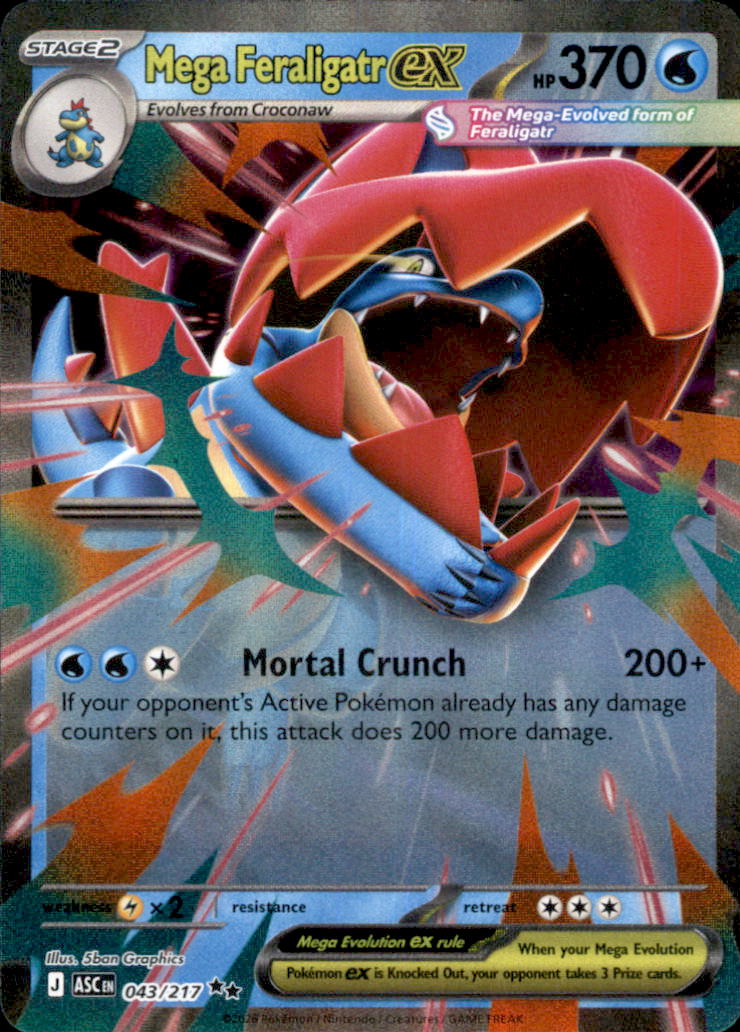 Mega Feraligatr ex Holo Double Rare ME: Ascended Heroes 043/217 NM