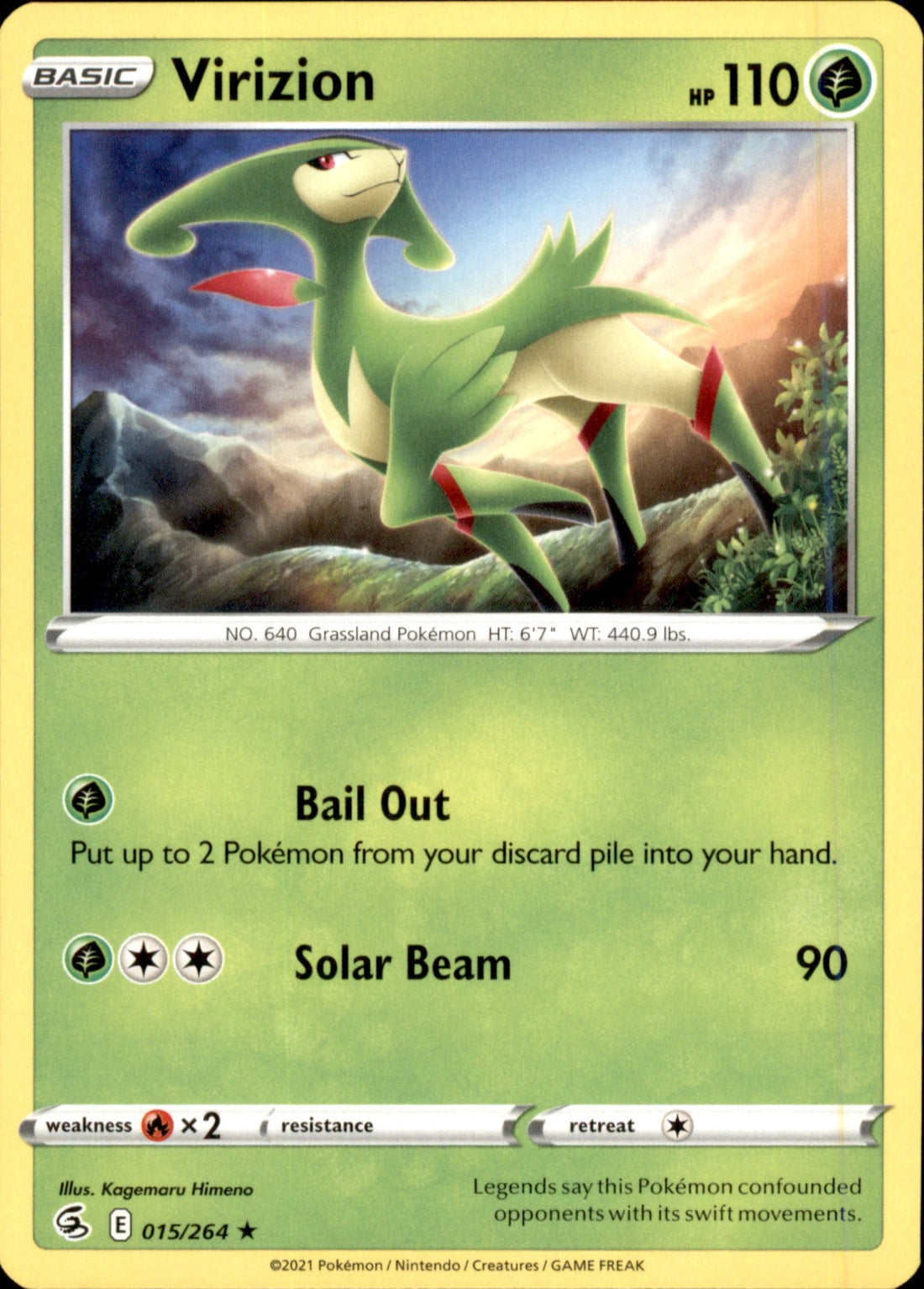Virizion Rare SWSH08: Fusion Strike 015/264 NM
