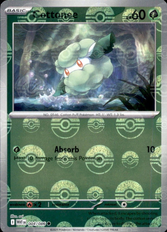 Cottonee (Poke Ball Pattern) Holo Common SV: White Flare 004/086 NM