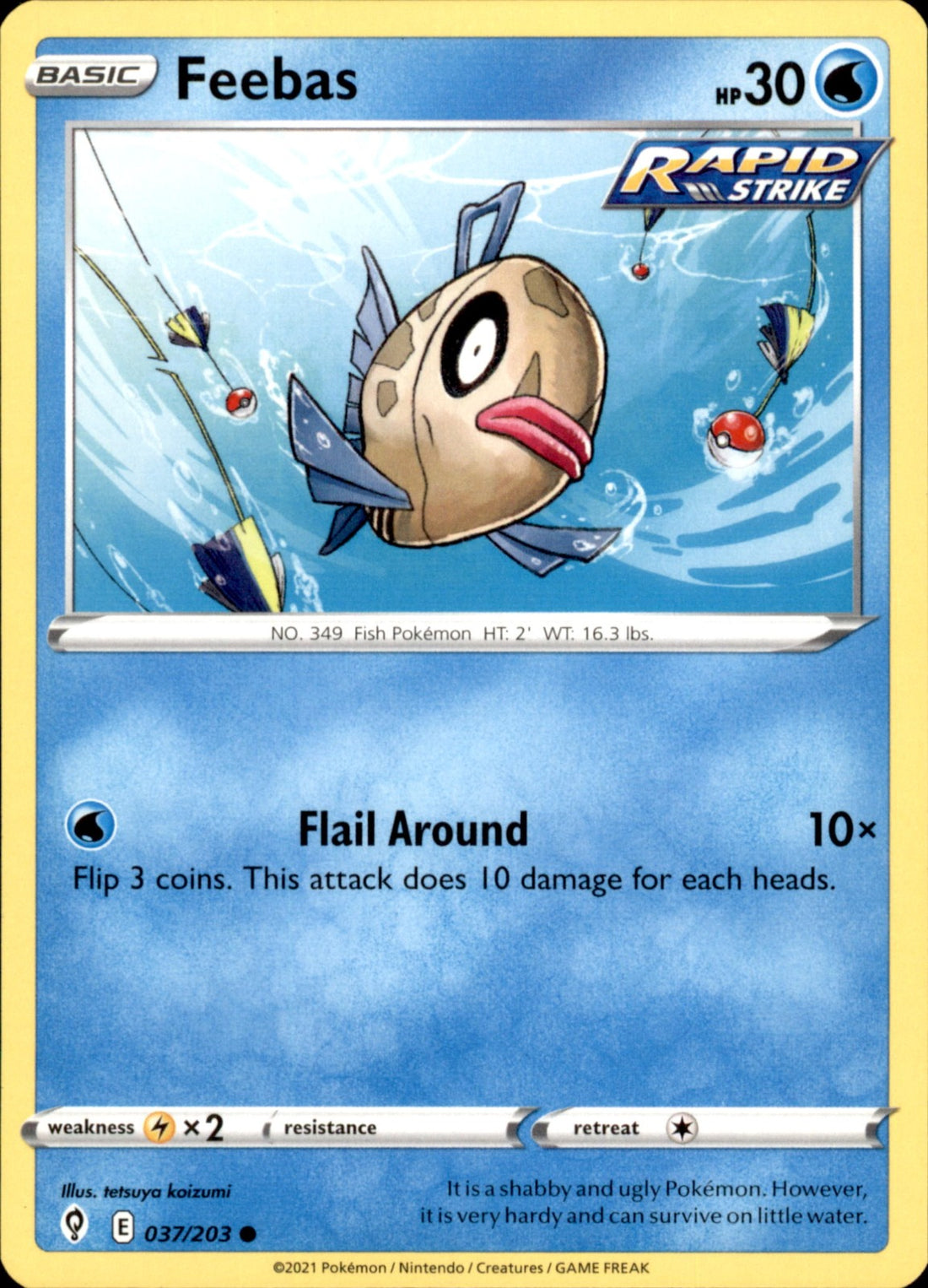 Feebas Common SWSH07: Evolving Skies 037/203 NM