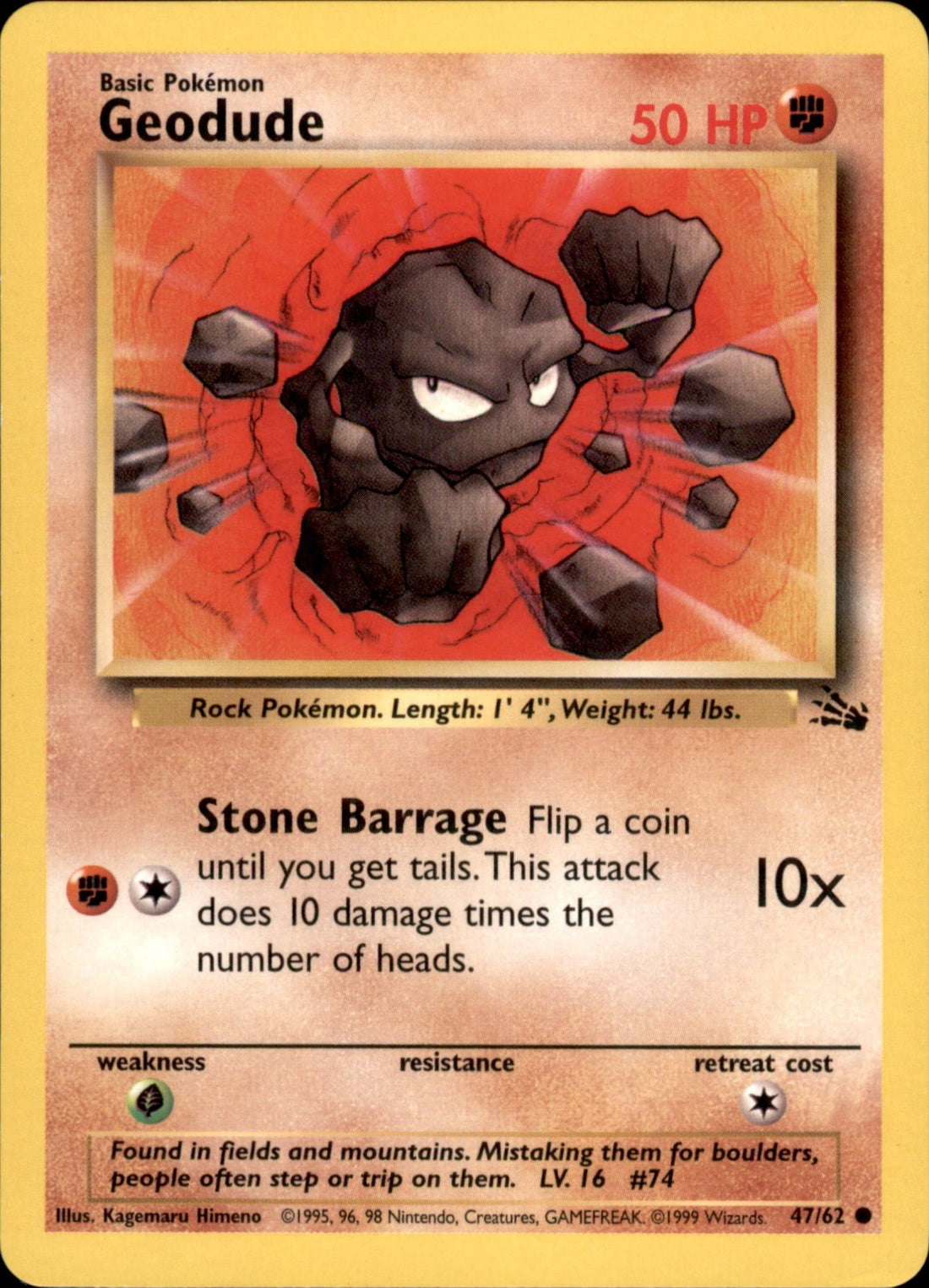 Geodude Unlimited Common Fossil 47/62 LP