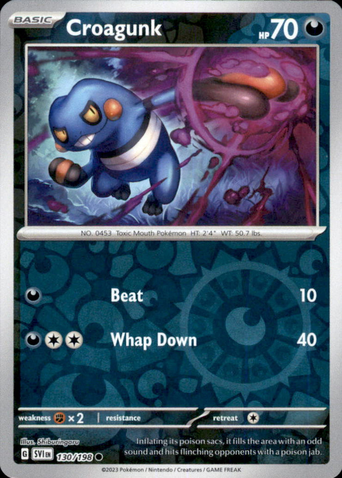 Croagunk Reverse Holo Common SV01: Scarlet & Violet Base Set 130/198 NM