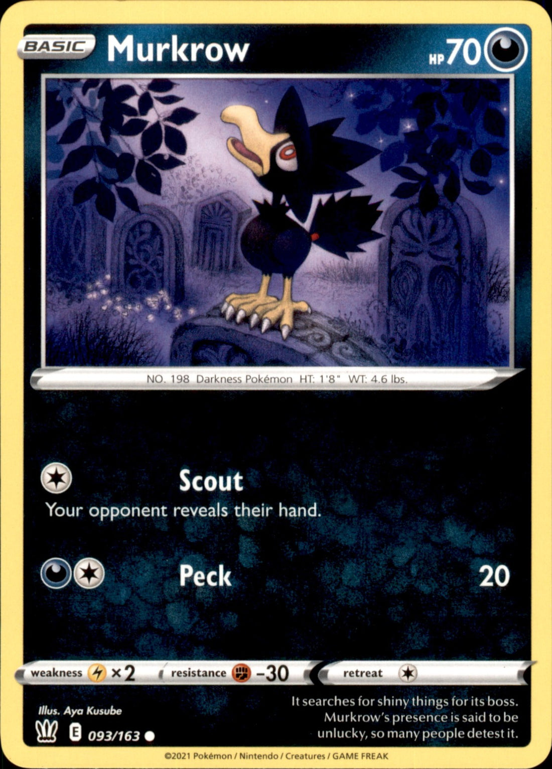 Murkrow Common SWSH05: Battle Styles 093/163 NM