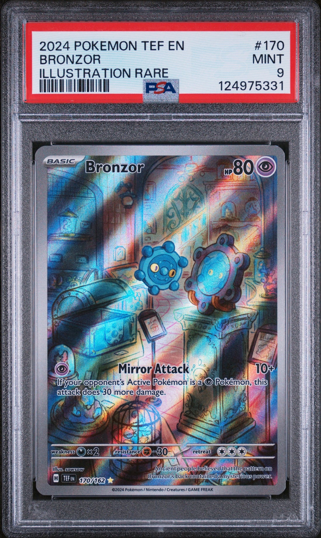 Bronzor Illustration Rare Pokemon Tef En-Temporal Forces 170 NM PSA 9