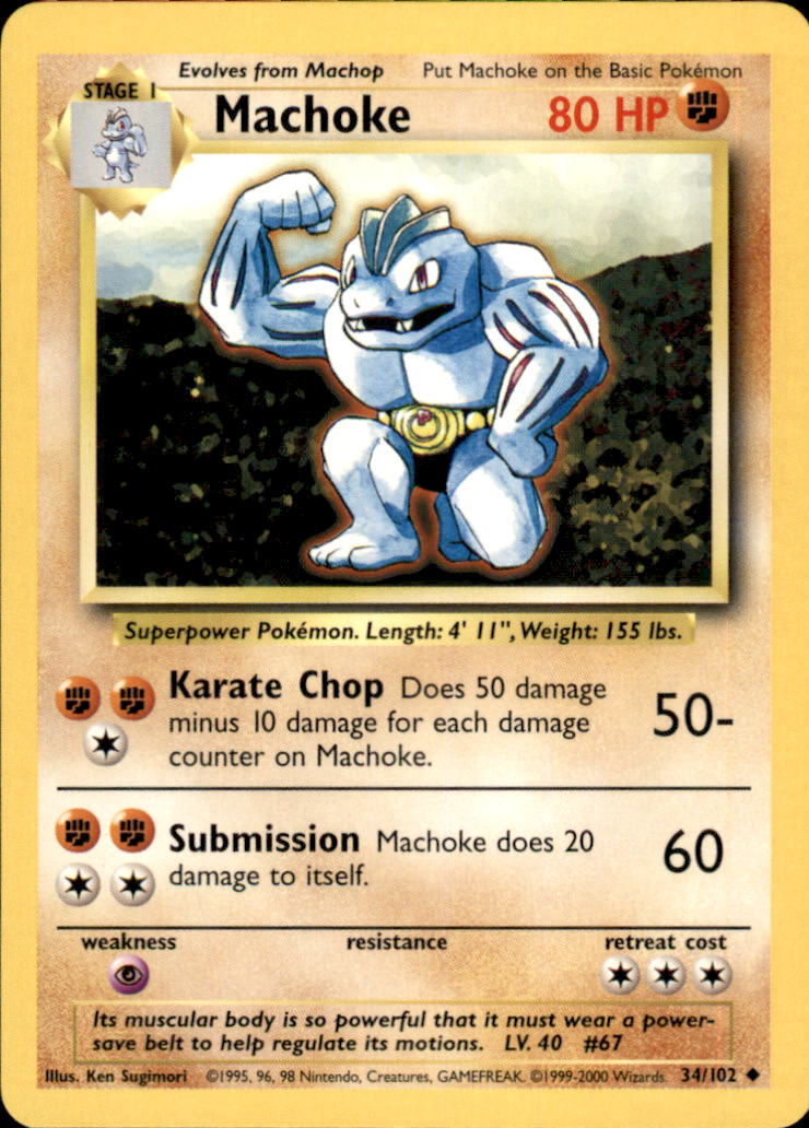 Machoke Uncommon Base Set 4th Print 034/102 NM