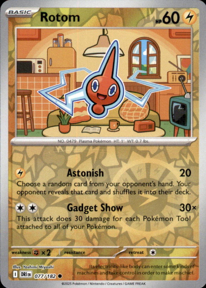 Rotom Reverse Holo Common SV10: Destined Rivals 077/182 NM