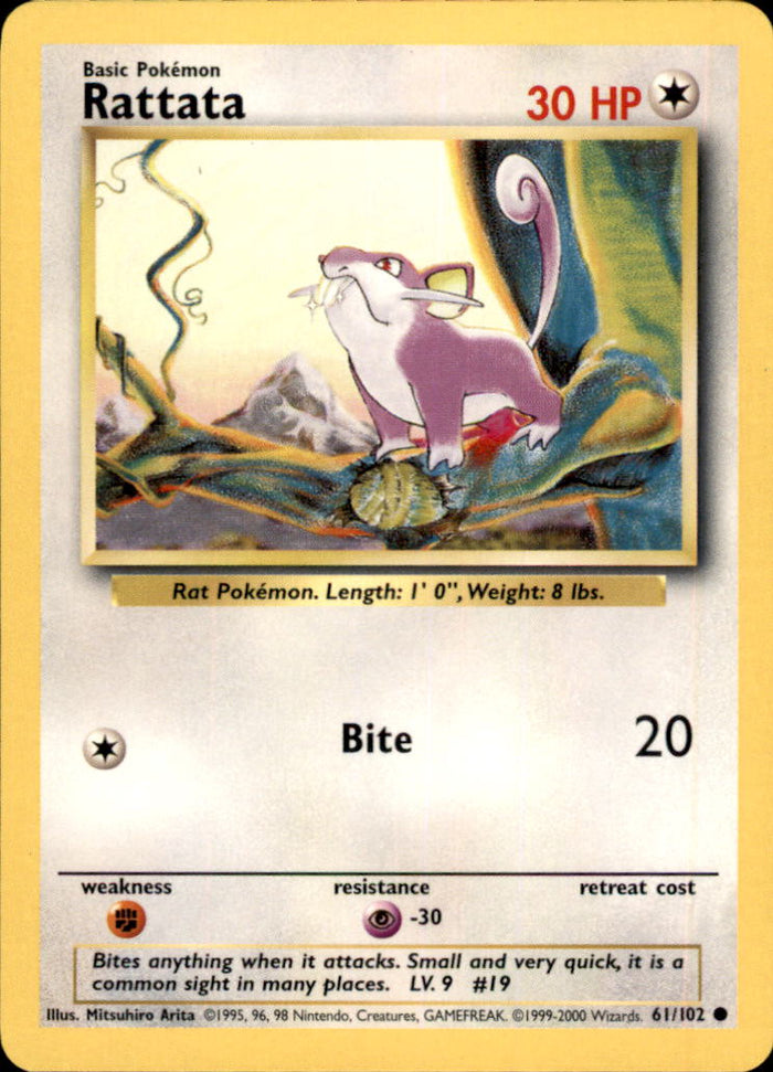 Rattata Common Base Set 4th Print 061/102 NM