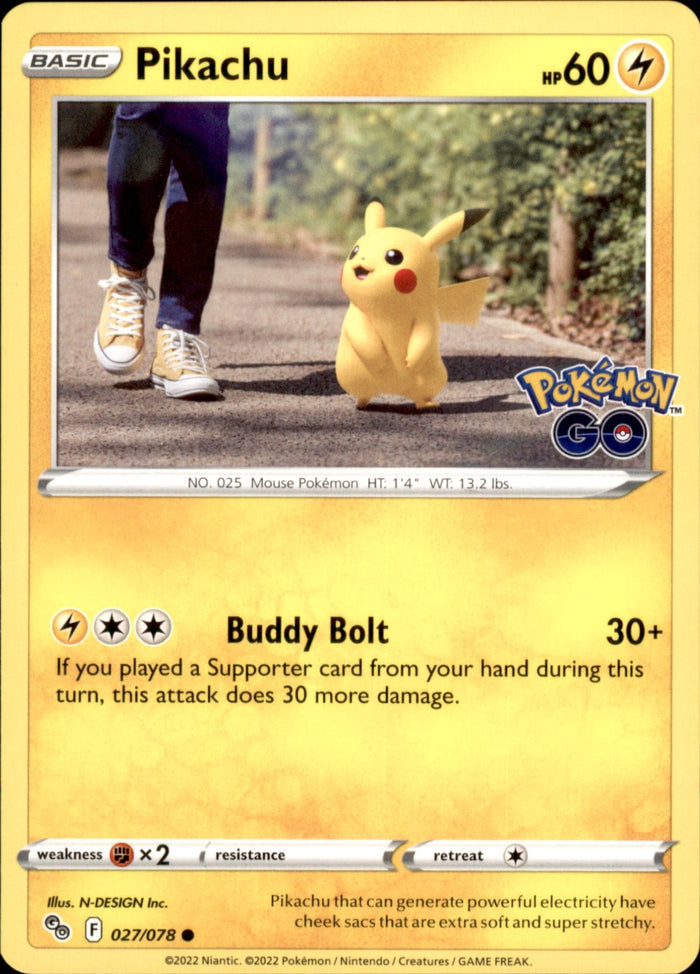 Pikachu (27) Common Pokemon GO 027/078 NM