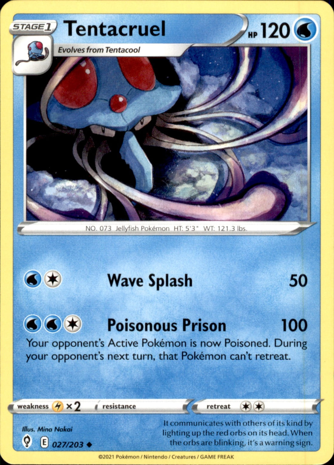 Tentacruel Uncommon SWSH07: Evolving Skies 027/203 NM