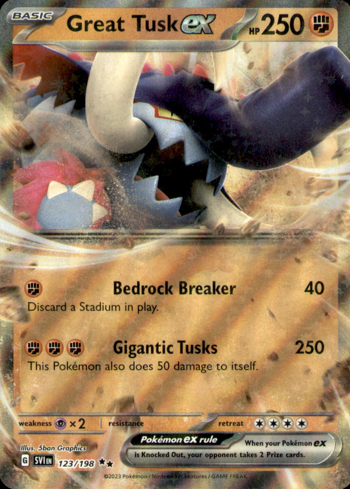 Great Tusk ex Holo Double Rare SV01: Scarlet & Violet Base Set 123/198 NM