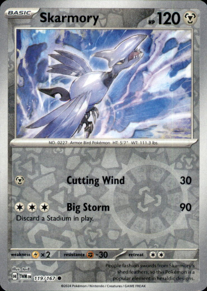 Skarmory Reverse Holo Common SV06: Twilight Masquerade 119/167 NM