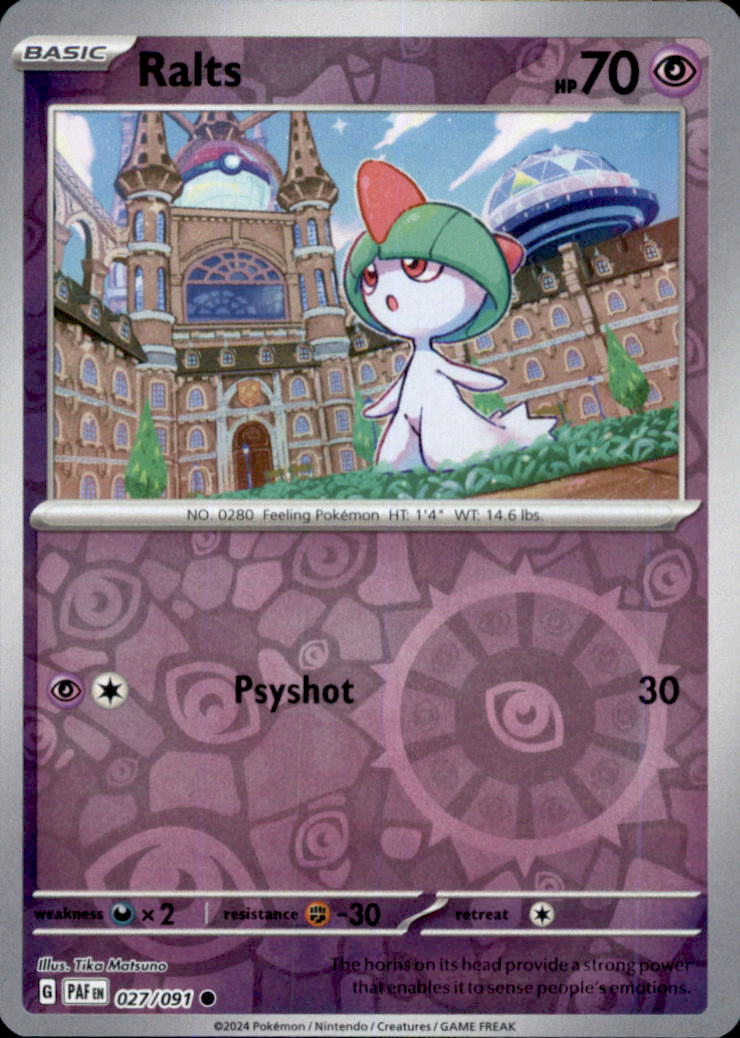 Ralts Reverse Holo Common SV: Paldean Fates 027/091 NM