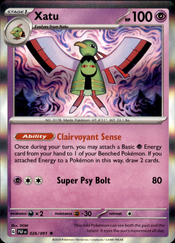 Xatu Holo Rare SV: Paldean Fates 026/091 NM