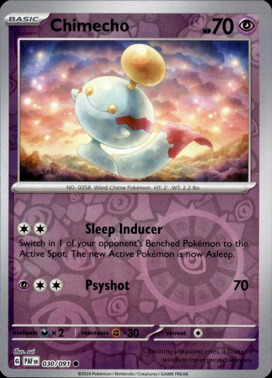 Chimecho Reverse Holo Common SV: Paldean Fates 030/091 NM