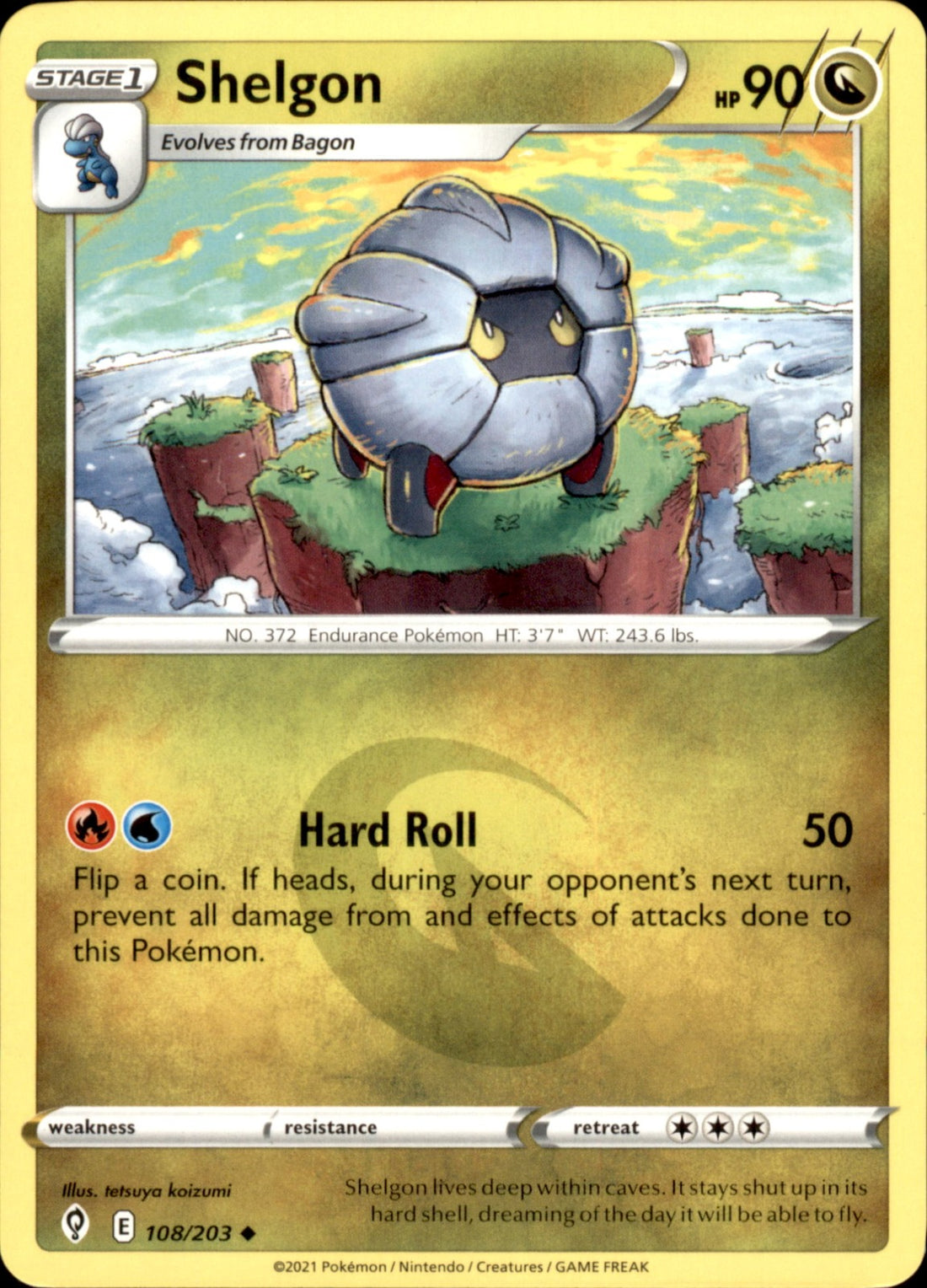 Shelgon Uncommon SWSH07: Evolving Skies 108/203 NM