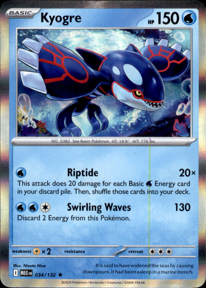 Kyogre Holo Rare ME01: Mega Evolution 034/132 NM