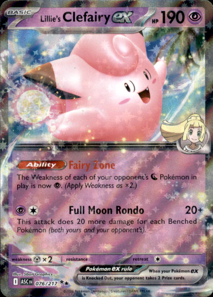 Lillie's Clefairy ex Holo Double Rare ME: Ascended Heroes 076/217 NM