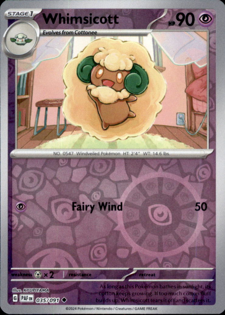 Whimsicott Reverse Holo Uncommon SV: Paldean Fates 035/091 NM