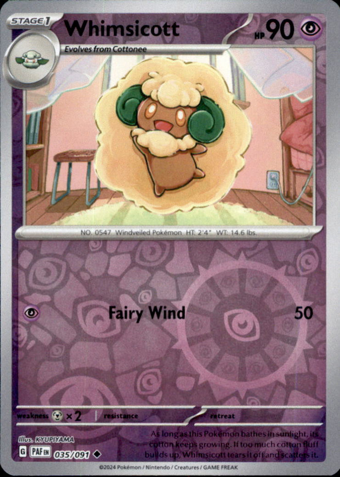 Whimsicott Reverse Holo Uncommon SV: Paldean Fates 035/091 NM