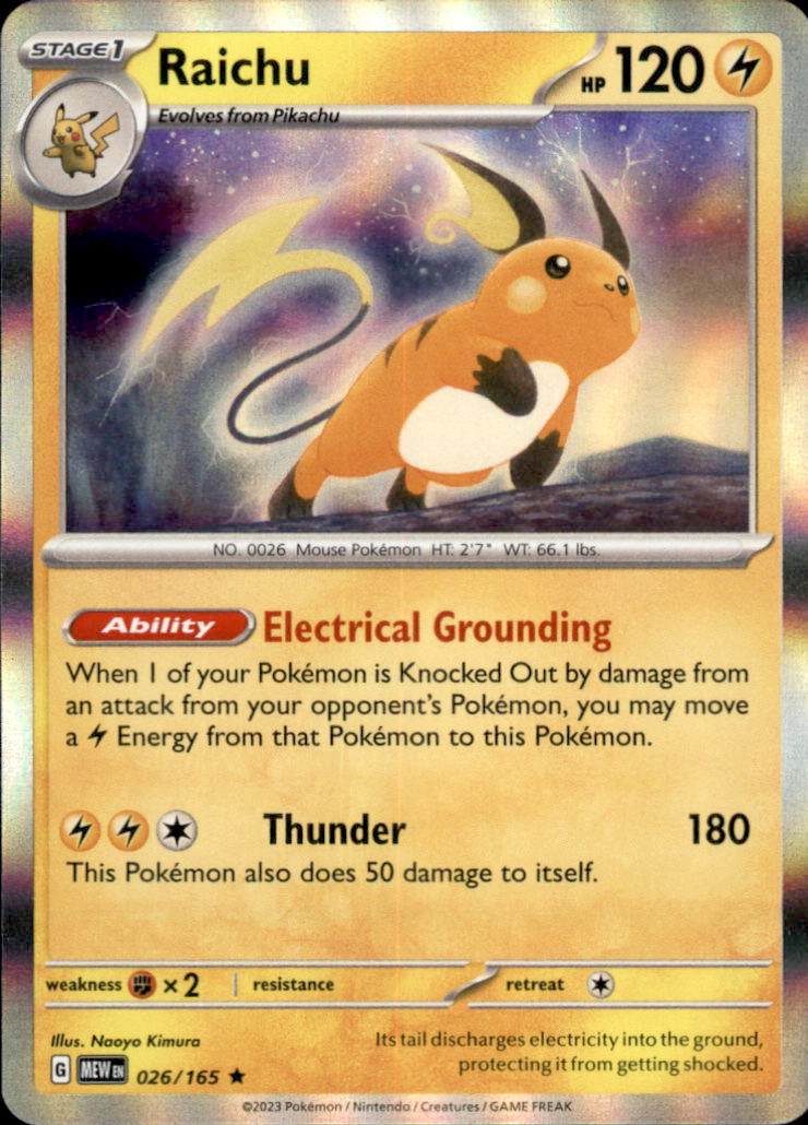 Raichu Holo Rare SV: Scarlet & Violet 151 026/165 NM