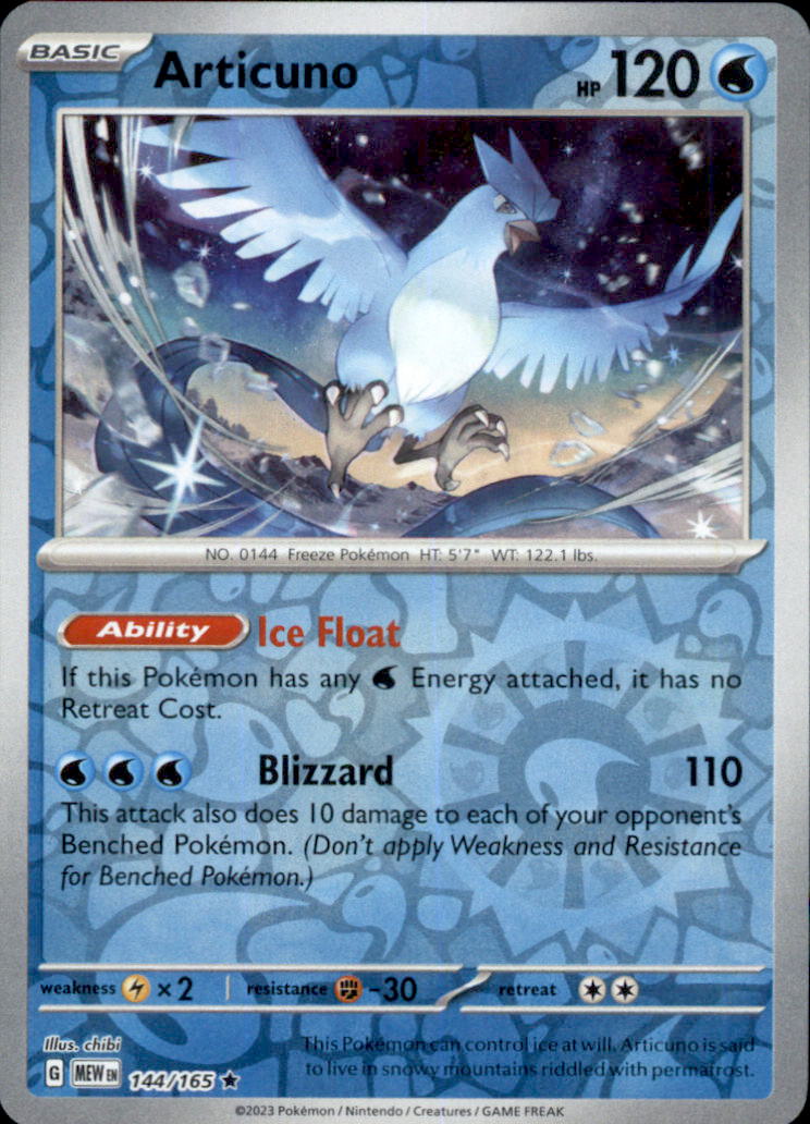 Articuno Reverse Holo Rare SV: Scarlet & Violet 151 144/165 NM
