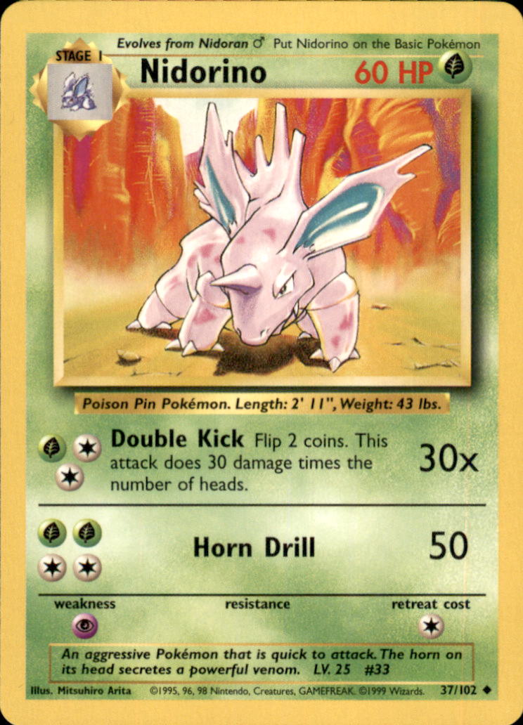 Nidorino Uncommon Base Set 037/102 NM