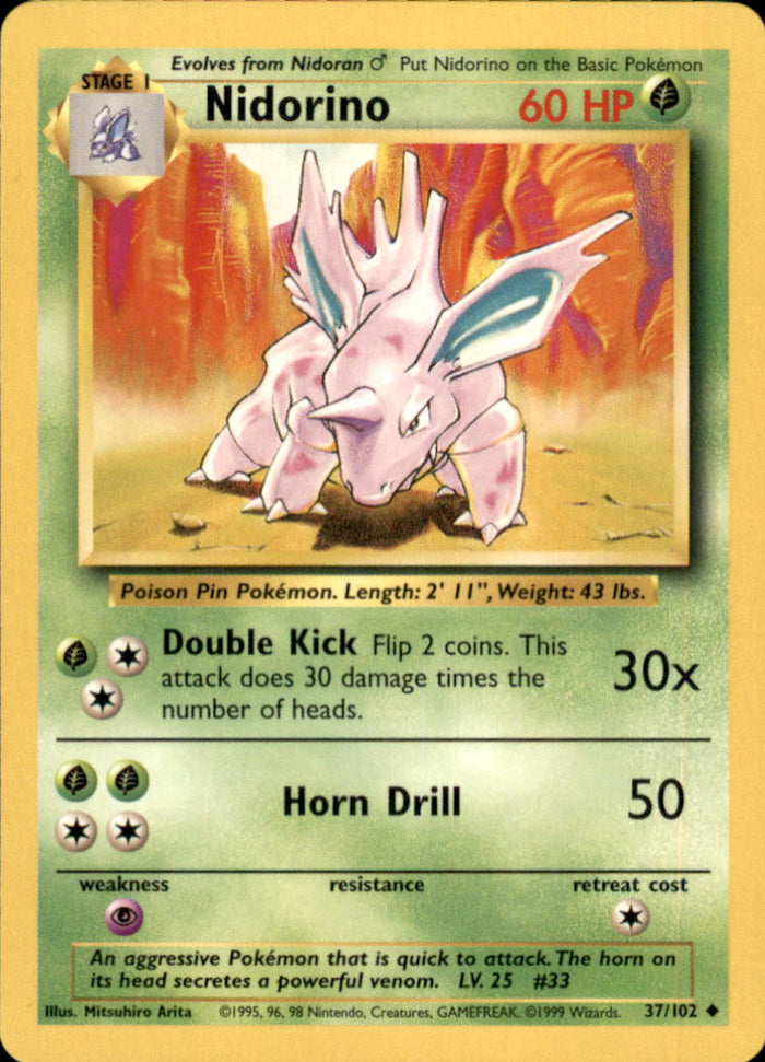 Nidorino Uncommon Base Set 037/102 NM