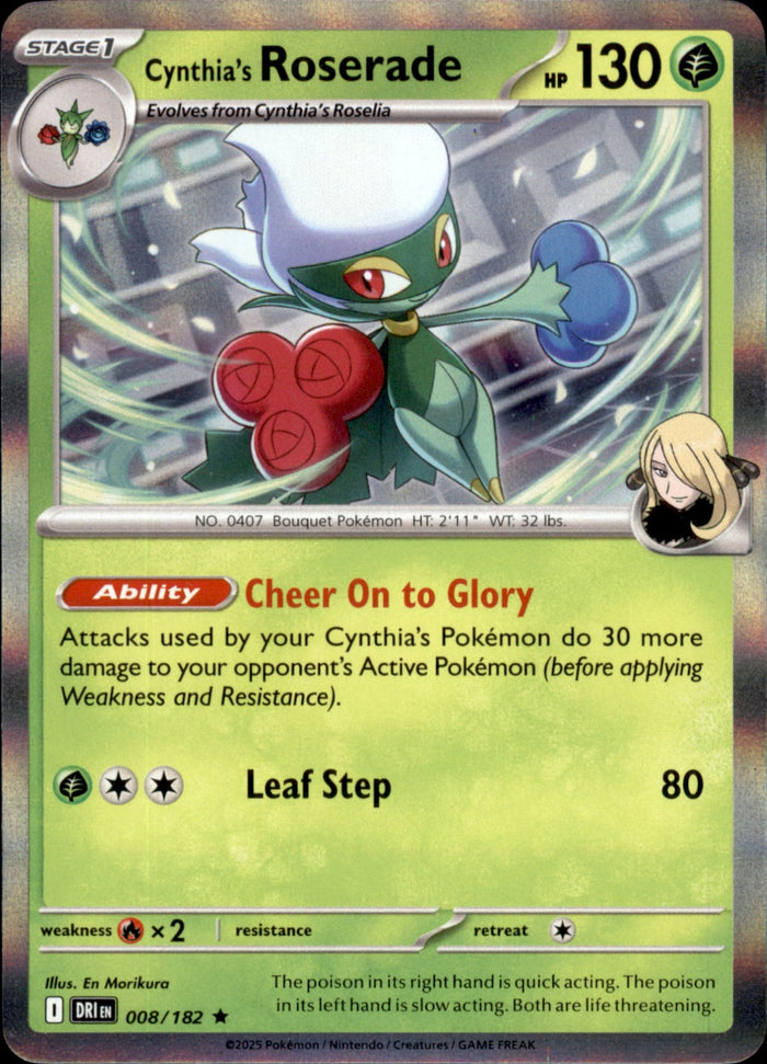 Cynthia's Roserade Holo Rare SV10: Destined Rivals 008/182 NM