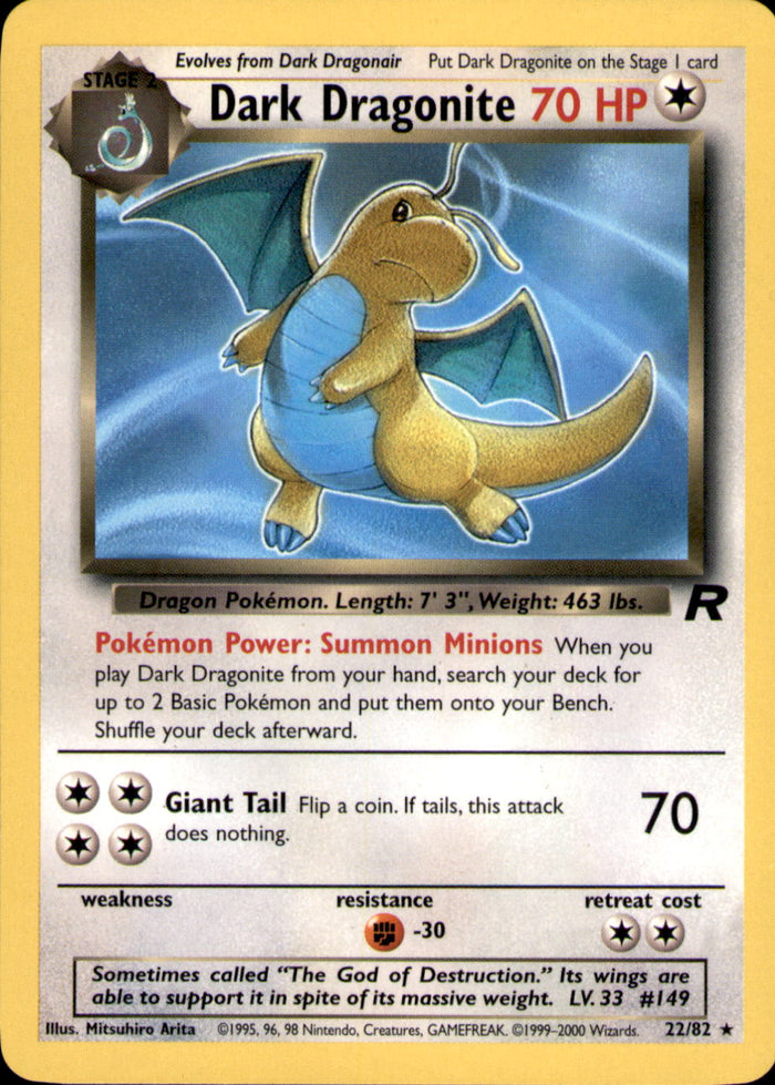 Dark Dragonite (22) Unlimited Rare Team Rocket 22/82 NM