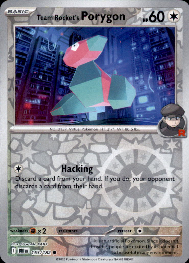 Team Rocket's Porygon Reverse Holo Common SV10: Destined Rivals 153/182 NM