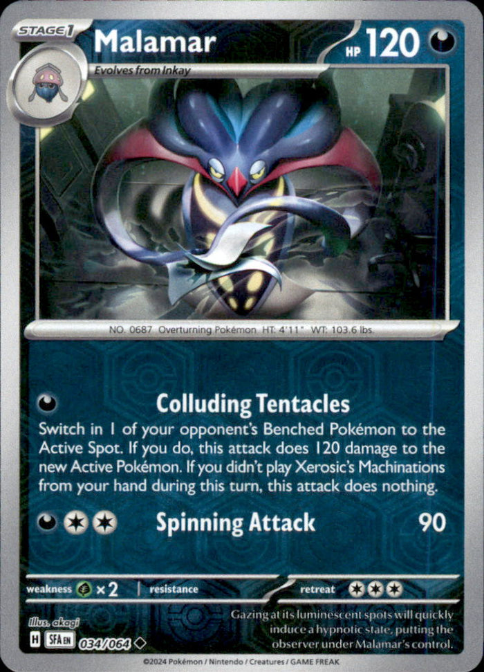 Malamar Reverse Holo Uncommon SV: Shrouded Fable 034/064 NM